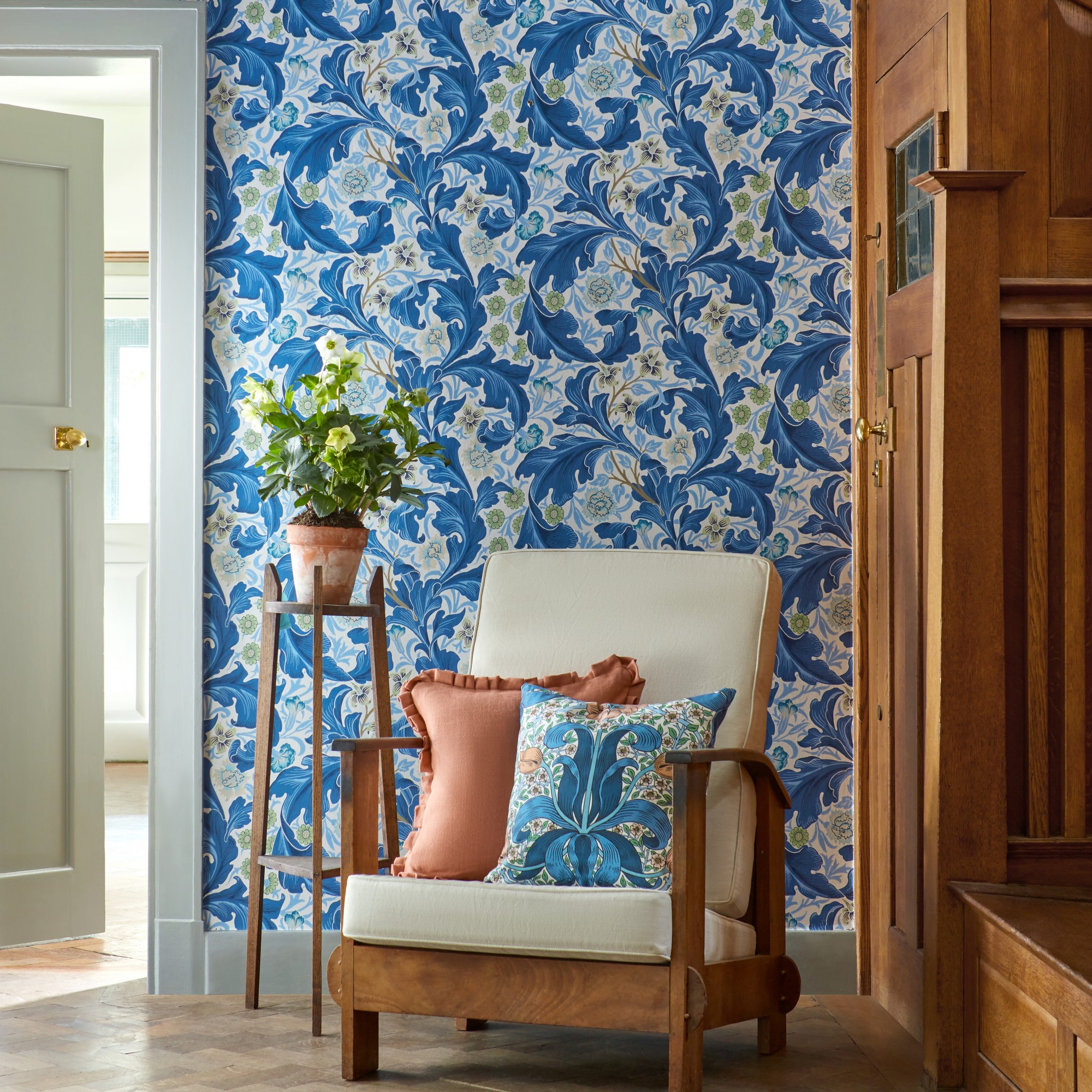 Leicester Wallpaper 217335 By Morris Co In Paradise Blue